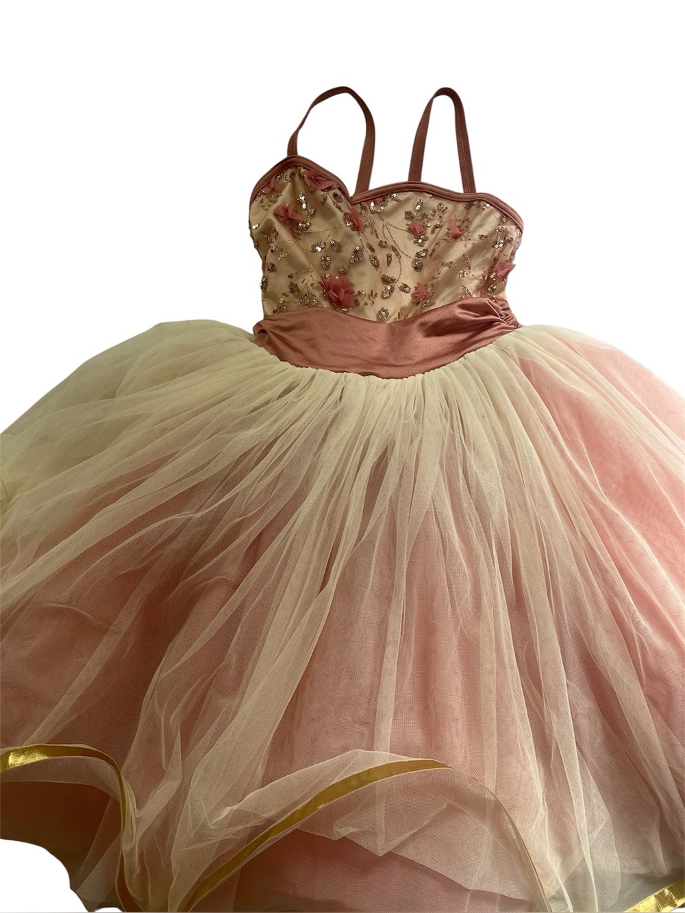 Weissman LC Ballet Tutu Dress Pink Gold Sequin Dance Costume